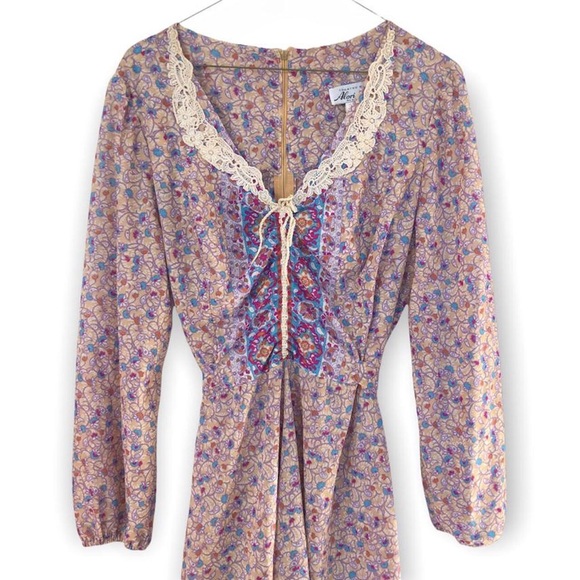 60s vintage lace up prairie dress - Picture 2 of 4